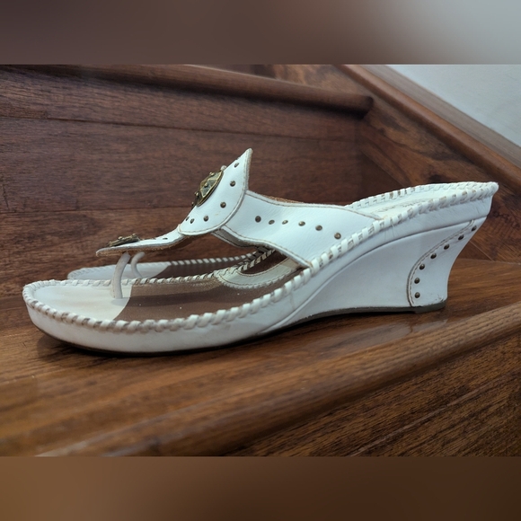 Clarks Shingo Leather Wedge Sandal white, Size 9 Worn Once - Picture 11 of 12